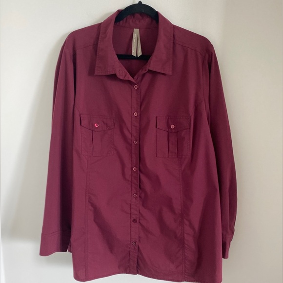 COPY PENNINGTONS Women’s Long Sleeve Shirt Top Wine Color Cotton Blend Size 2X - Picture 1 of 7